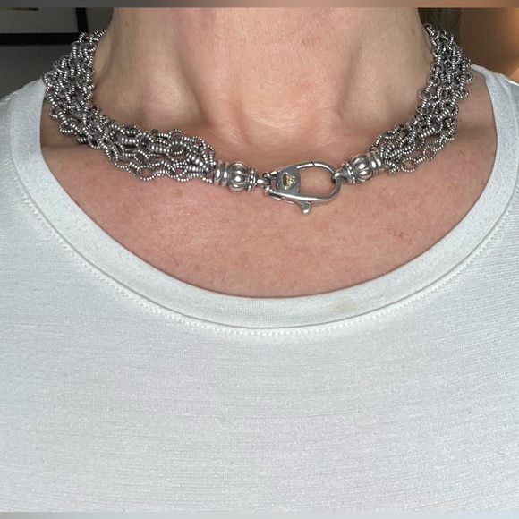 RARE LAGOS Signature Caviar Mixed Link Multi Strand Necklace - Picture 3 of 13